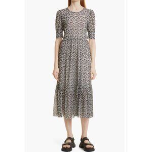 Baum Und Pferdgarten M 8 Jocelyn Midi Maxi Dress Stretch Sheer Mesh Puff Sleeves